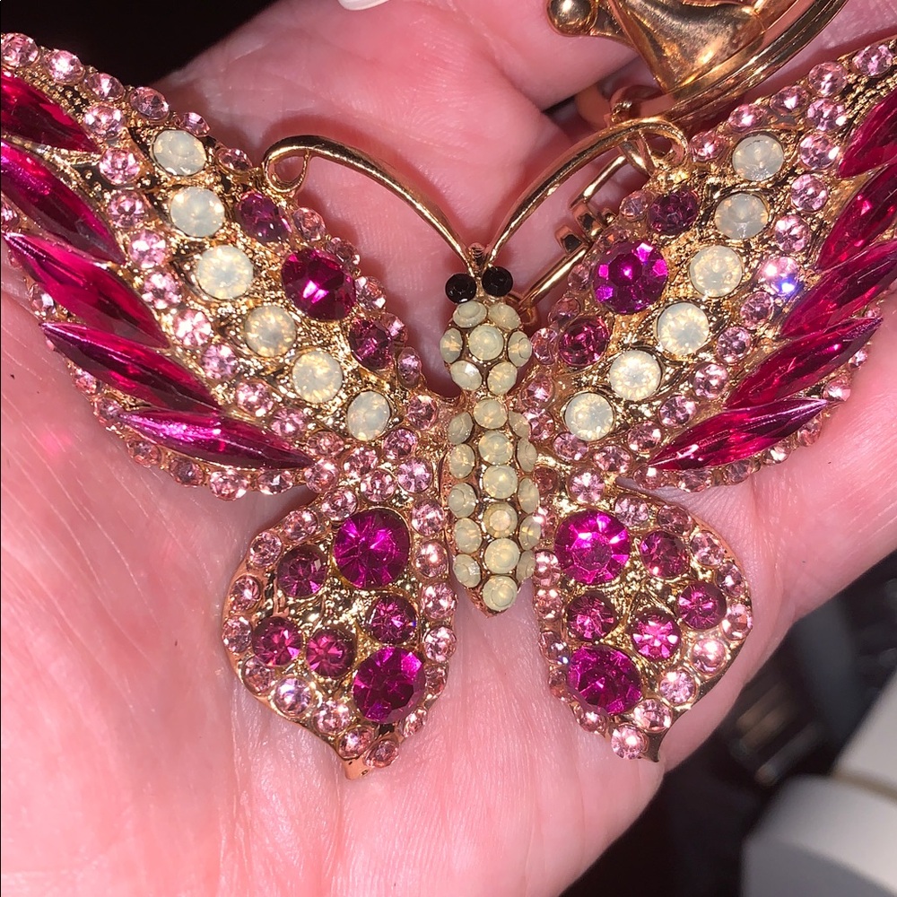 Crystal Butterfly purse/bag charm keychain nwt - Picture 6 of 7